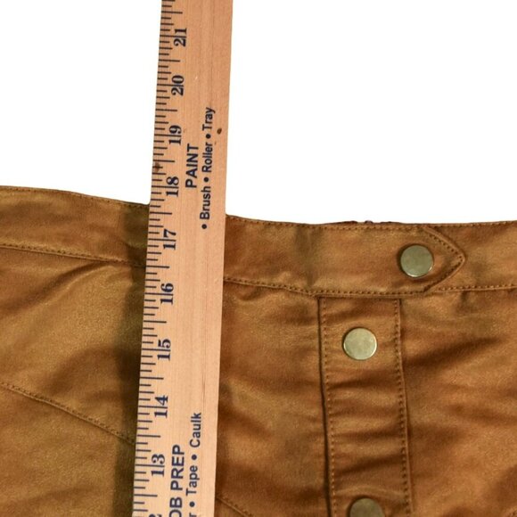 H&M Women’s US 12 Brown Faux Suede Snap Front Mini Skirt 70s Y2K Retro Boho - Picture 5 of 6